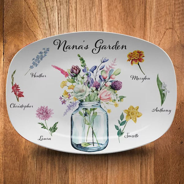 Birth Month Flower Plate, Personalized Family Platter