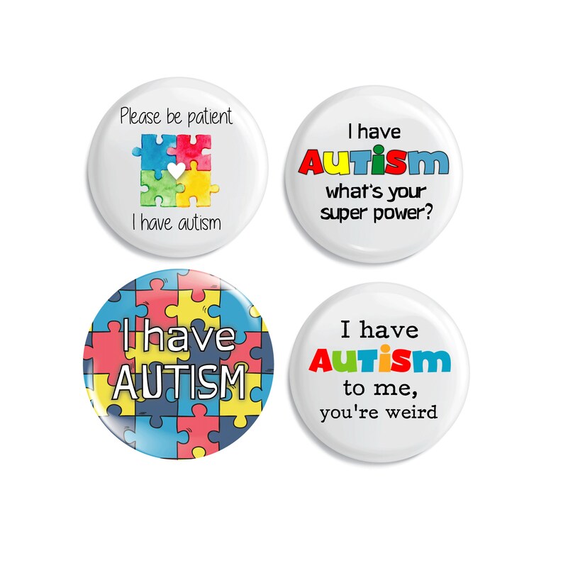 Set of 4 Autism Awareness Life Aid Mini Pin Badges