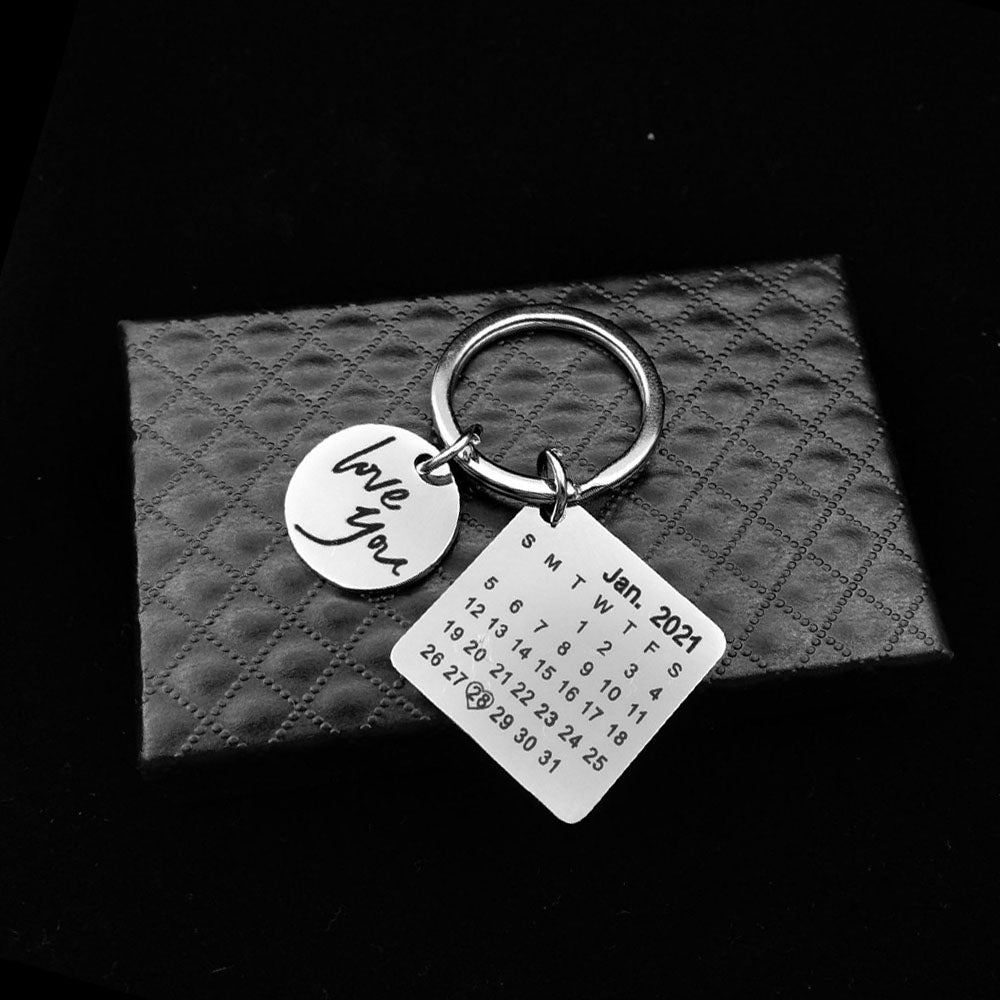 Personalized Calendar keychain,Custom Date Save Key Chain