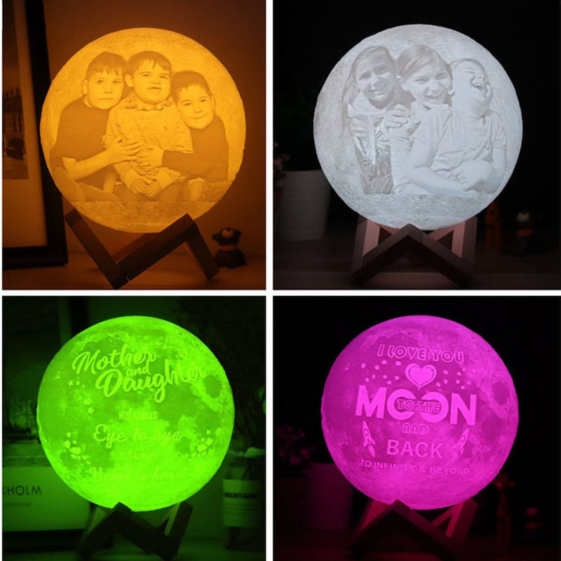 Personalization Luna Moon Lamp Night Light 3D Print Moonlight LED Dimmable Touch/Pat/Remote Switch Rechargeable