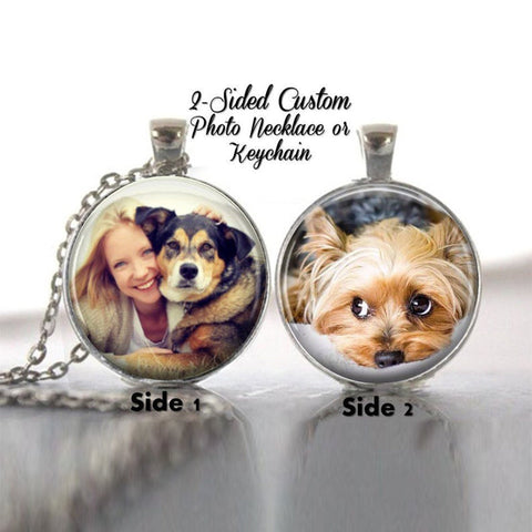 Personalised Silver Double Sided Photo Pendant Necklace, Personalized Photo Necklace