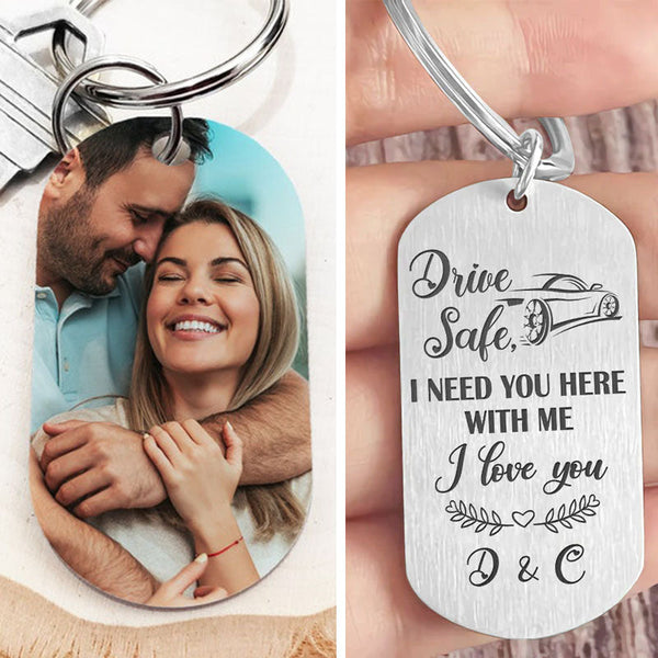 Drive safe, I need your company, personalized keychain, anniversary gift for him, custom photo