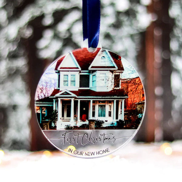 Custom New House Photo Christmas Bauble, New Homeowner Gift 2021