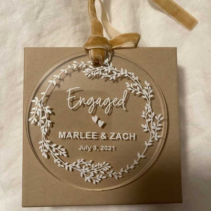 Acrylic Engaged Ornament Personalized Engagement Gift Custom Engagement Gift with Names Date