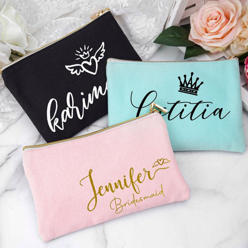 Personalized Makeup Bag Script Cosmetic Bag Custom Bridesmaid Makeup Bag