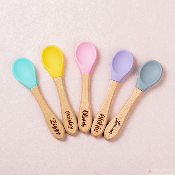 Personalized Engraved Silicone Spoon and Fork for Baby