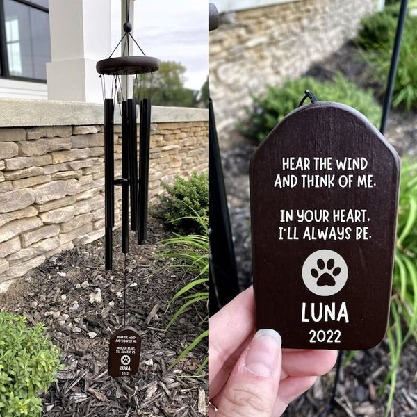 Personalized Wind Chimes | Pet Memorial Gift Chime | Always in Your Heart | Custom Wind Chime