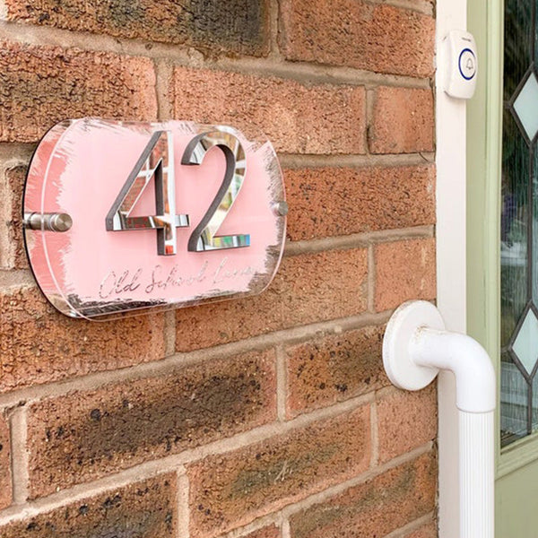 House Sign, mirror door number plaque, personalised House Sign