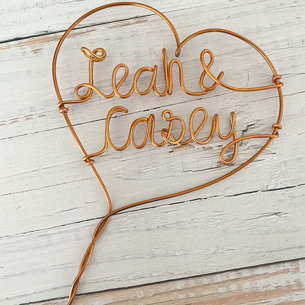 Custom Wire Cake Topper Couple names Wedding gift