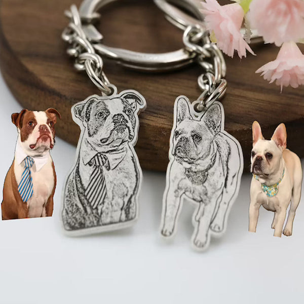 Personalized Pet Photo Engraved Keychain,Customized Memorial Gift