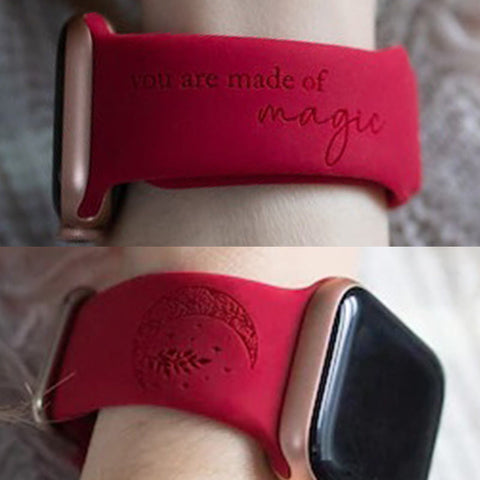 You Are Made Of Magic Engraved Watch Strap Compatible with Apple Watch, Faith Watch Band, Motivational Watch Band