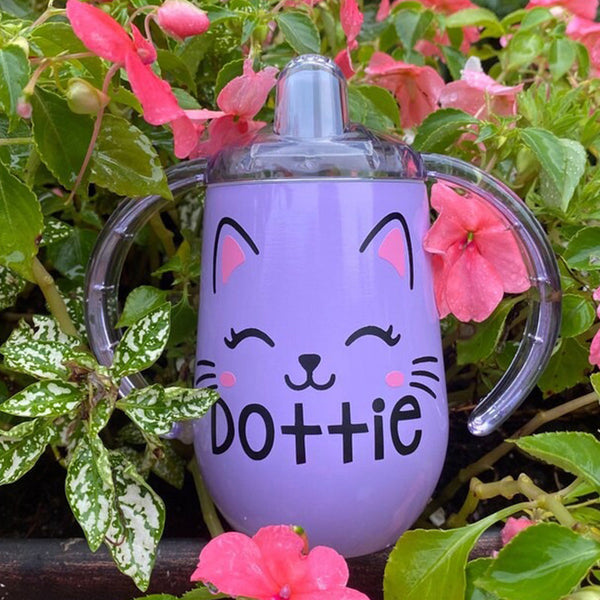 Cute Kitty Cat Sippy Cup Personalized / Custom / Stainless Steel Toddler / Baby Shower Gift / Training / 10oz