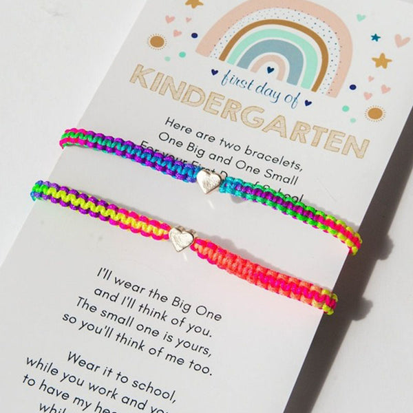 Heart Rainbow Matching Bracelets First Day of Kindergarten