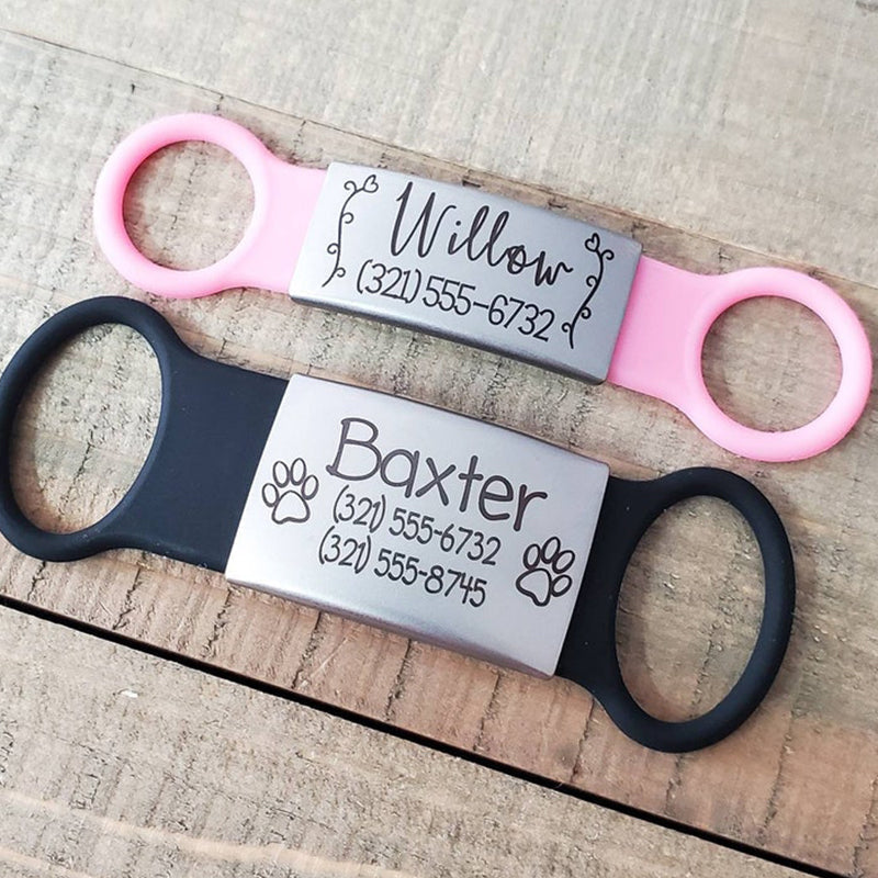 Silent pet ID tag-Slide on pet tag-Custom pet tag-Pet tag dog-Pet tag cat-Pet ID-Dog tag-Cat tag