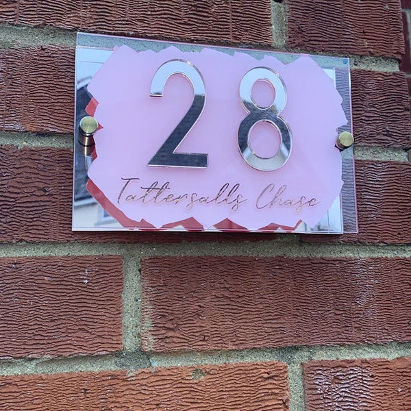 House Sign, mirror door number plaque Acrylic House Sign, House Number Sign