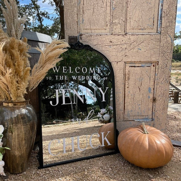 Welcome To Our Wedding Entry Sign, Custom Vinyl Decal Sticker for Mirrors, Wedding Decor