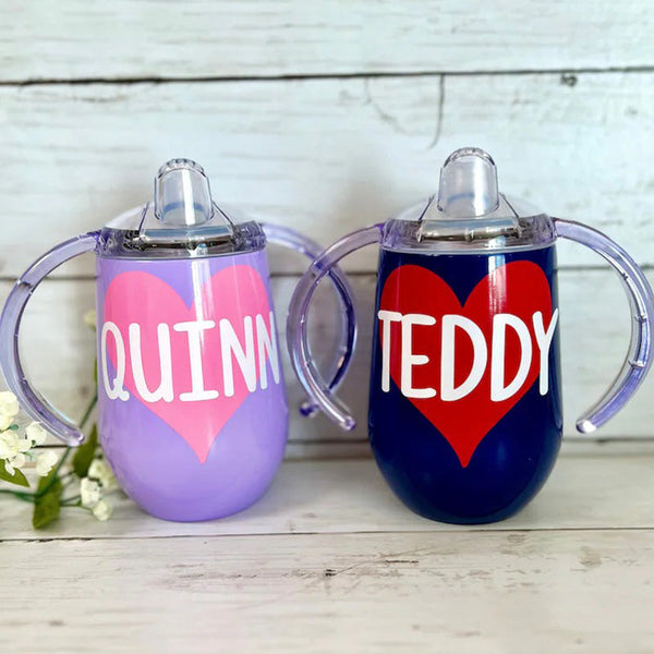 Heart Sippy Cup, Stainless Steel Toddler Cup, Training Cup, Personalized Sippy, Daycare, Preschool, Toddler Gift, Custom Love Cup