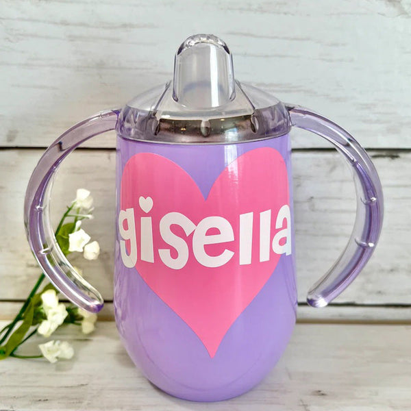 Heart Sippy Cup, Stainless Steel Toddler Cup, Training Cup, Personalized Sippy, Daycare, Preschool, Toddler Gift, Custom Love Cup