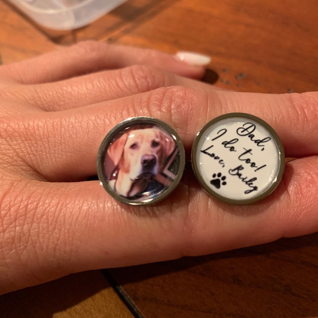 Groom Cufflinks from Dog - the dog says I do too Custom Personalized name and dog photo Cufflinks for dog Dad