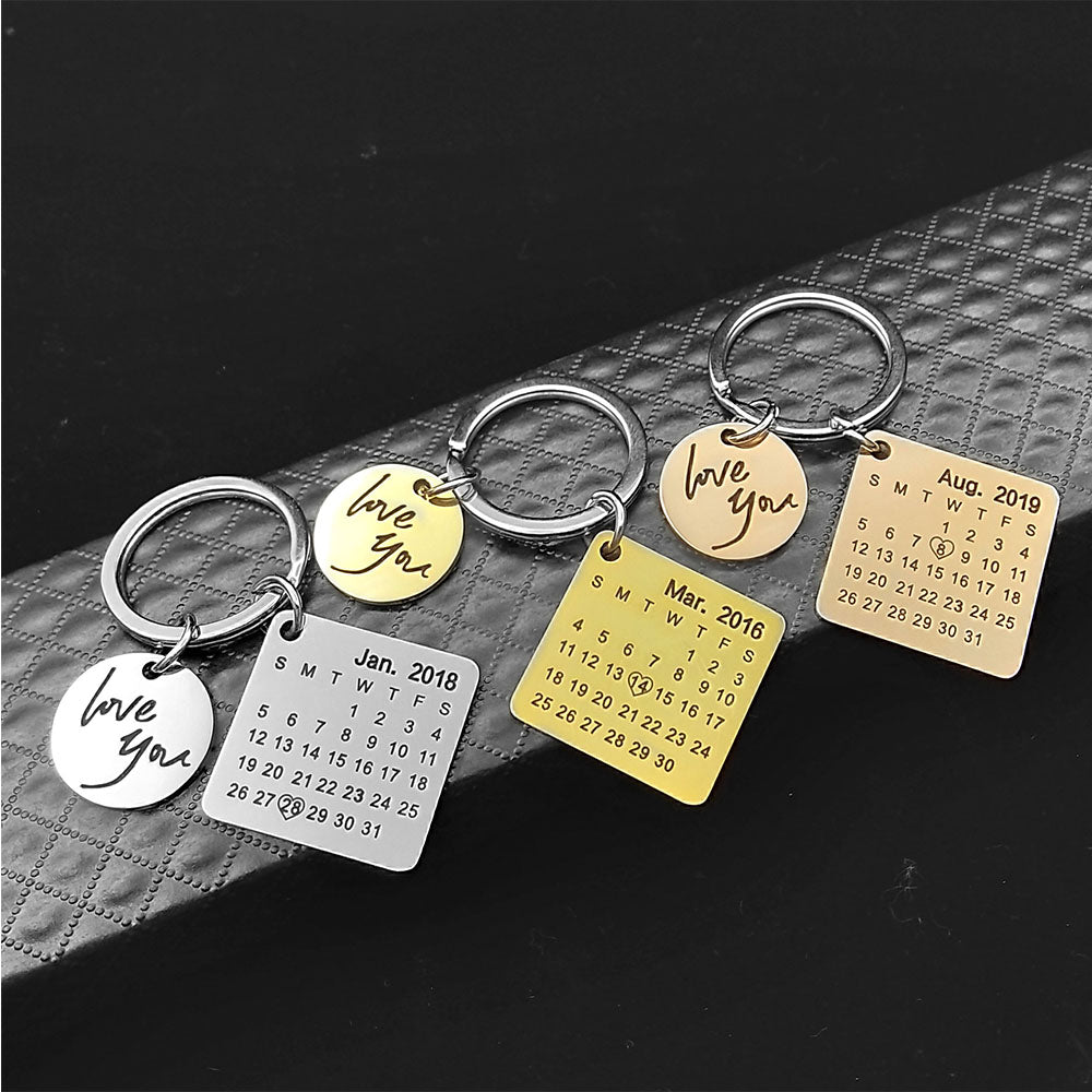 Personalized Calendar keychain,Custom Date Save Key Chain