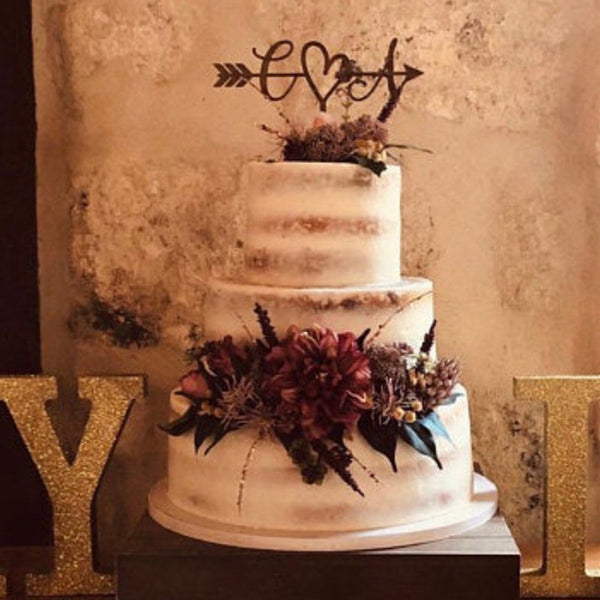 Rustic Wedding Arrow Cake Topper | Decoration | Beach wedding | Bridal Shower | Initials Cake Topper