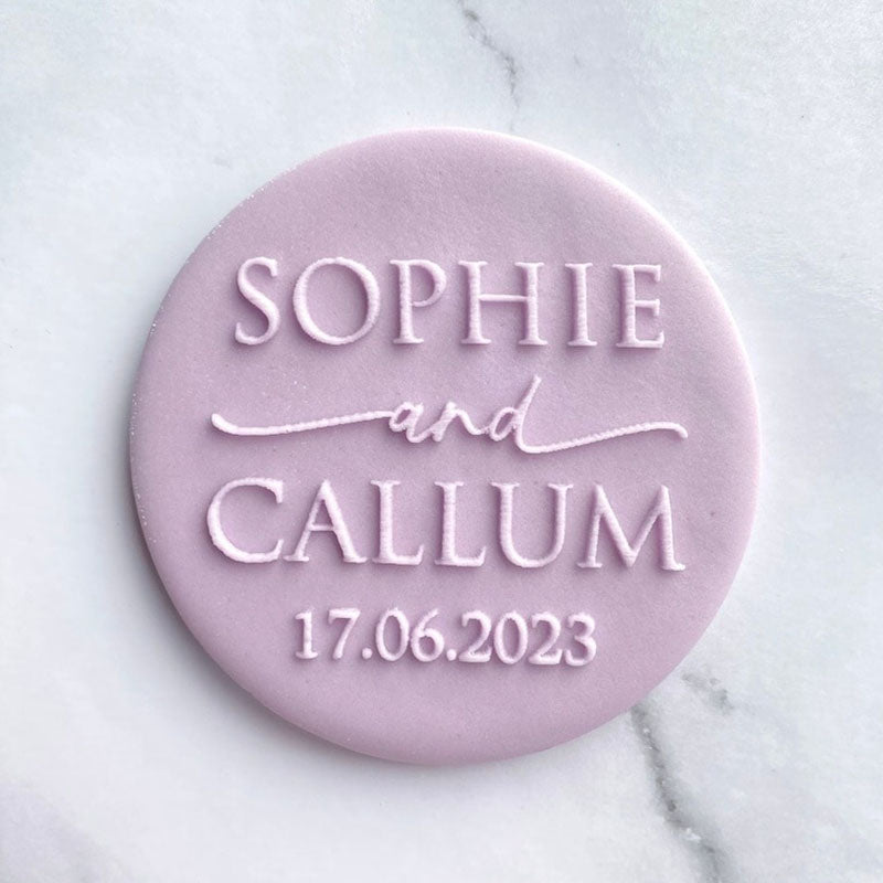 Custom Wedding Names and Date Cookie Stamp. Wedding Fondant Biscuit Decorating