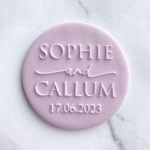 Custom Wedding Names and Date Cookie Stamp. Wedding Fondant Biscuit Decorating