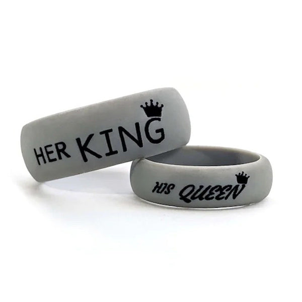 Personalized Silicone Wedding Ring His & Hers Custom Engraving All Sizes Available Any Text, Image or Symbol