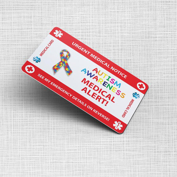 Autism Awareness Emergency Wallet Card - Medical Card - PVC Card Credit Card Size and same Material