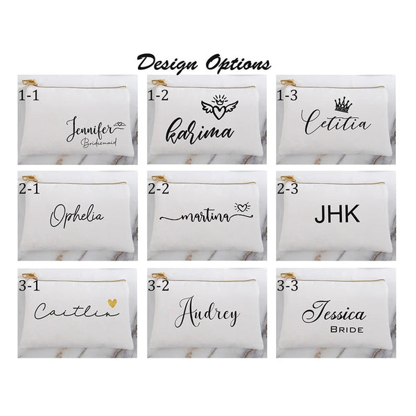 Personalized Makeup Bag Script Cosmetic Bag Custom Bridesmaid Makeup Bag