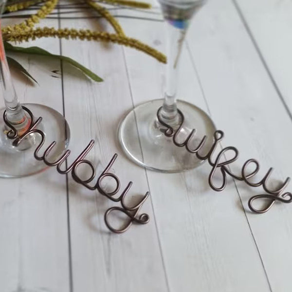 Wire Wine Charms - Rustic Wine Charms - Personalized Name Wine Charms - Custom Wine Charm - Champagne Charm - Wedding Gift