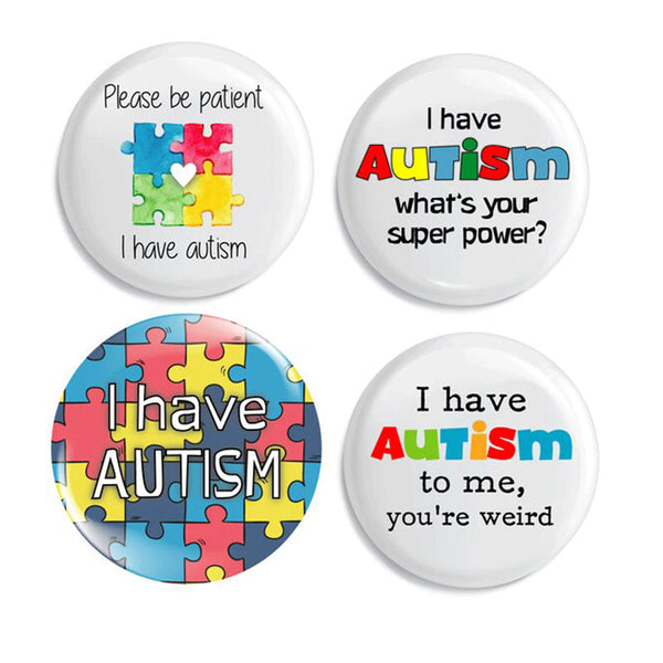 Set of 4 Autism Awareness Life Aid Mini Pin Badges