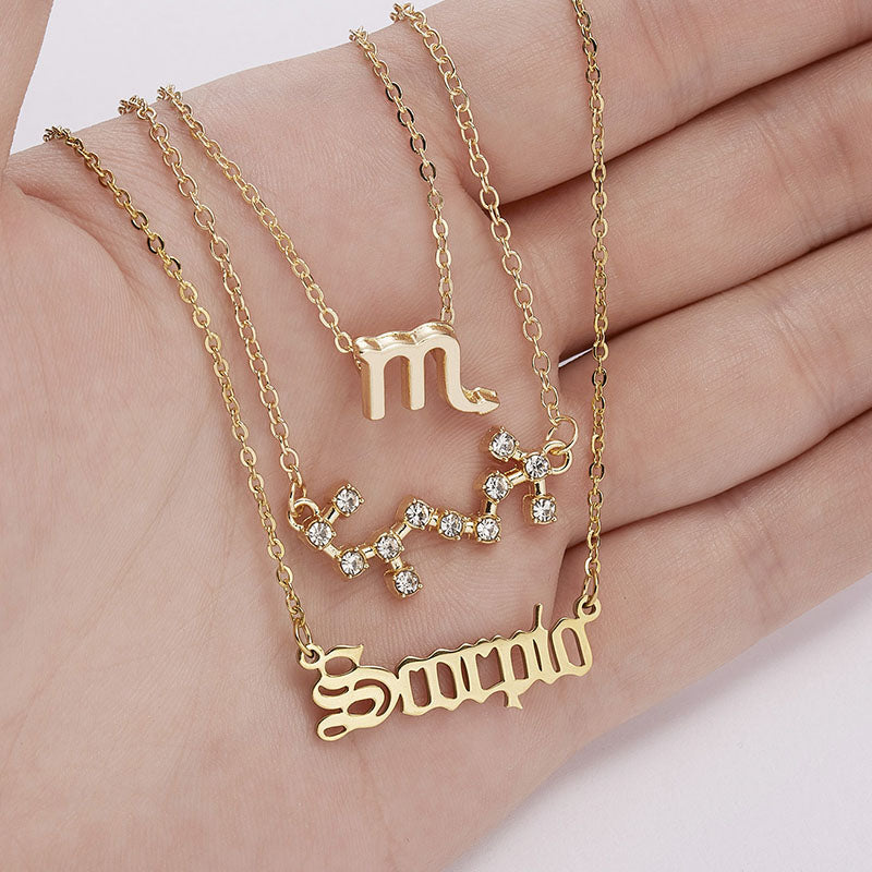 12 Constellation Zodiac Pendant Horoscope Necklace Astrology Necklace