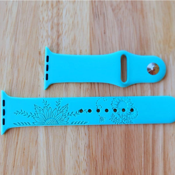 Sunflower Engraved Watch Band compatible for the "A" Smartwatch, Personalized Apple watch band  for Apple, Samsung