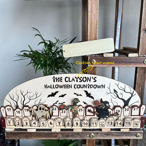 Wooden Halloween Advent Calendar  with Countdown  Reusable   Holiday Decoration Halloween Decor