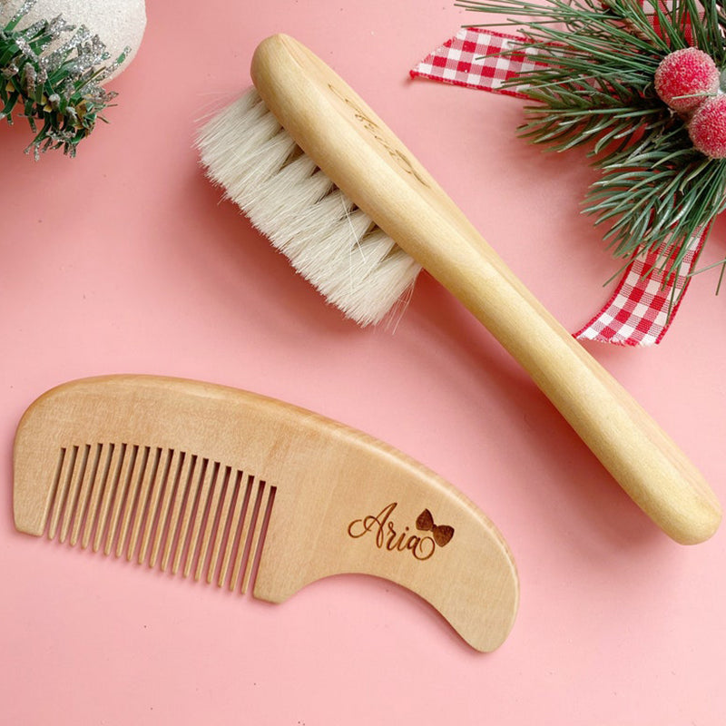 Personalised Baby Hair Brush and Comb Set/ Newborn Gifts/ Baby Keepsake/ Baby Wooden Brush