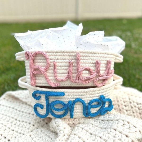 Cotton Woven Rope Personalized Baskets Customized Baby Shower Gift Package Boxes Baskets