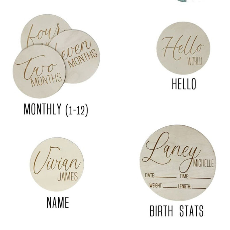 Round Wooden Monthly Milestone for Baby Photos