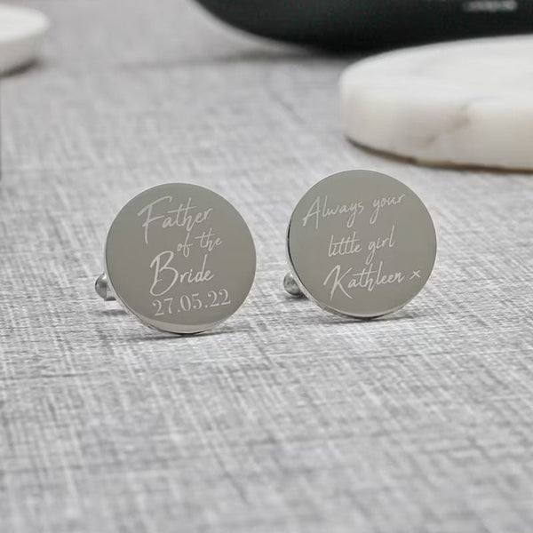 Personalised Engraved Father of the Bride Cufflinks, Wedding Cufflinks