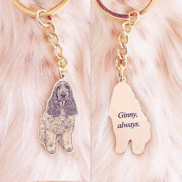 Engraved Pet Photo Personalized Keychain