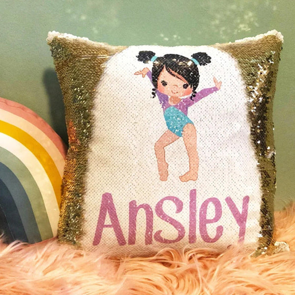 Personalized Gymnastics Sequin Pillow - Sequin Flip Pillow -Birthday Gift