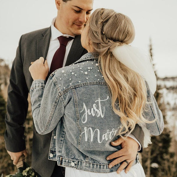 Custom Bridal Jacket, Custom Pearl Denim Jacket Future Mrs, Custom jacket, Wedding jackets, Wifey jacket, Bridal Jacket