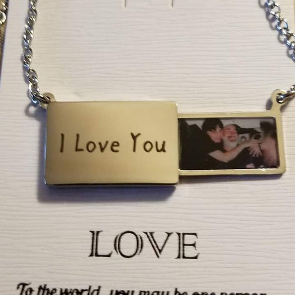 Custom Engraving Photo Locket  Gold Envelope Locket Couple Necklace Sentimental Relationship Jewelry