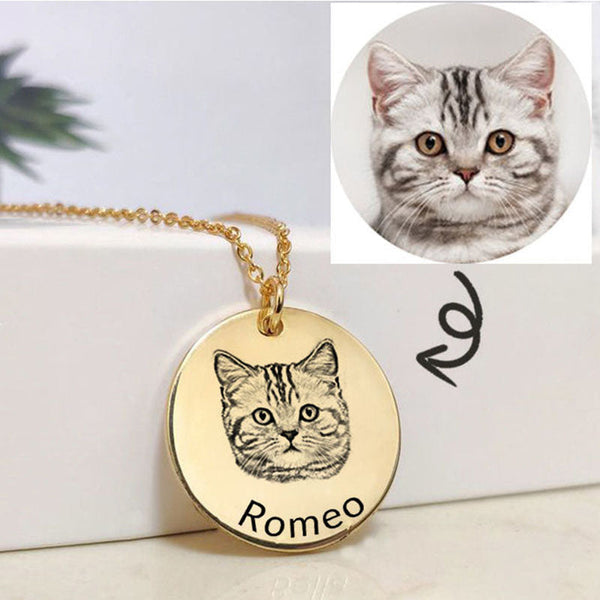 Custom Pet Necklace Keychain Using Pet Photo And Name Custom Cat Necklace Keychain Personalized Pet Photo Necklace Keychain