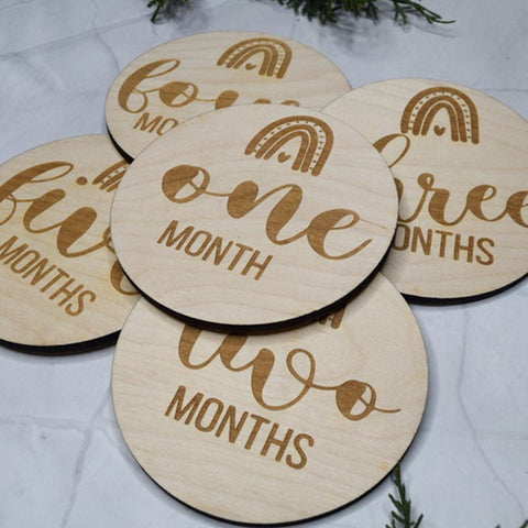 Baby Monthly Milestone Markers, Rainbow Wood Milestone Disc