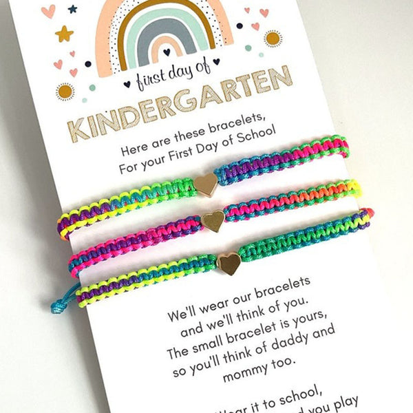 Heart Rainbow Matching Bracelets First Day of Kindergarten