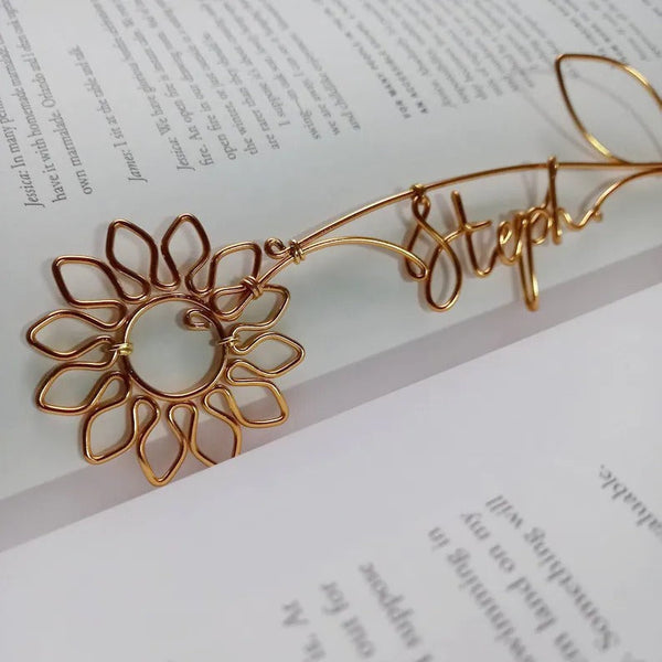 Sunflower Wire Name, Personalized Wire Name Bookmark