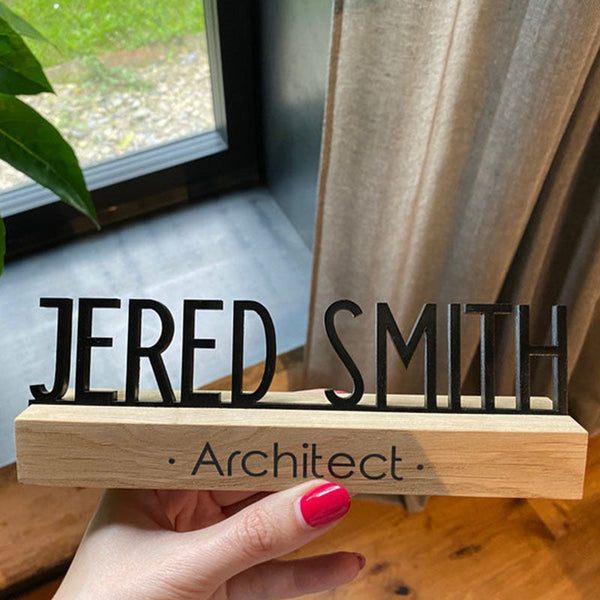 Desk name plate wood, Wood name plate for desk, Office Desk Sign, Name Plate