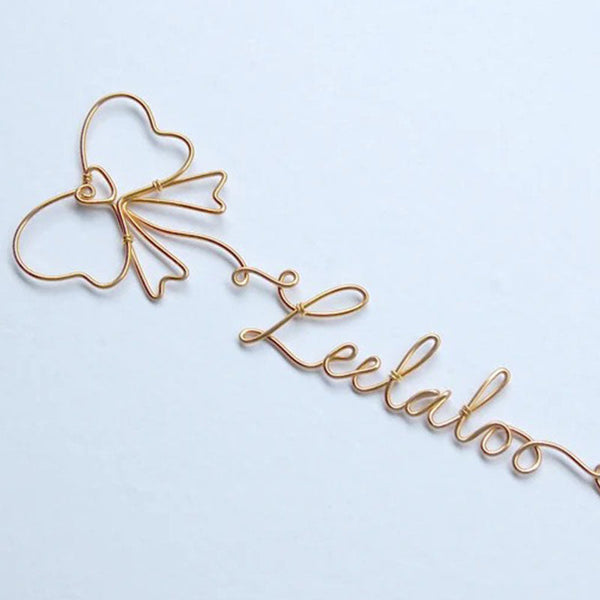 Personalized Wire Name,  Bow Wire Decor, Custom Bookmark