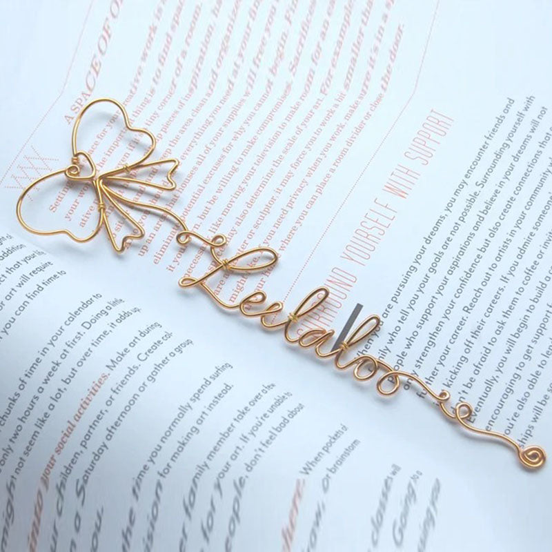 Personalized Wire Name,  Bow Wire Decor, Custom Bookmark